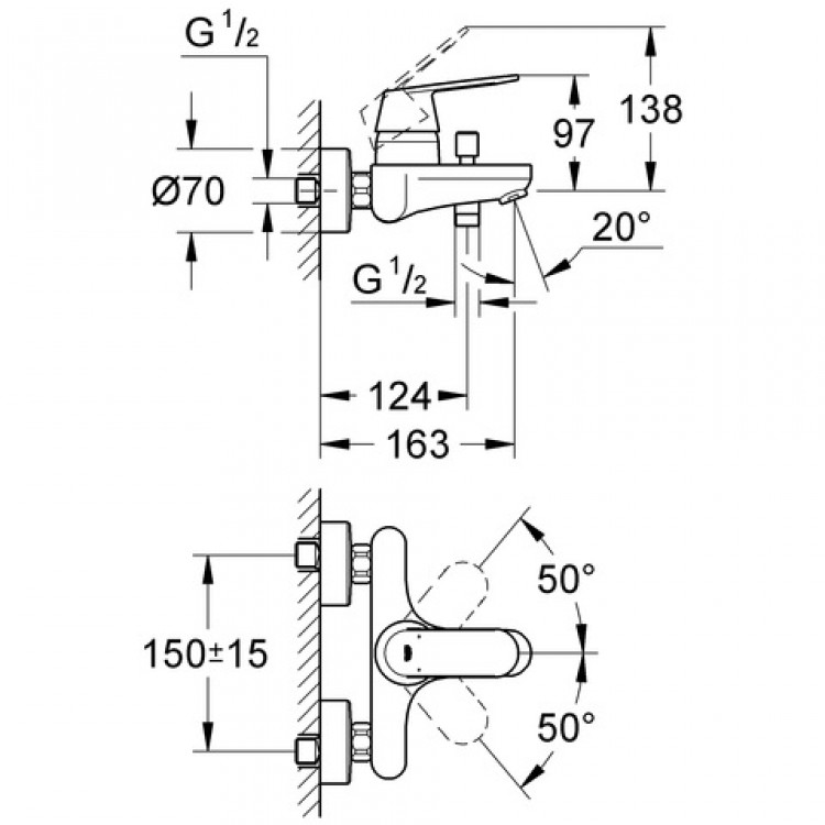 Grohe Eurosmart Cosmo Vannas/dušas jaucējkrāns, 32831 000