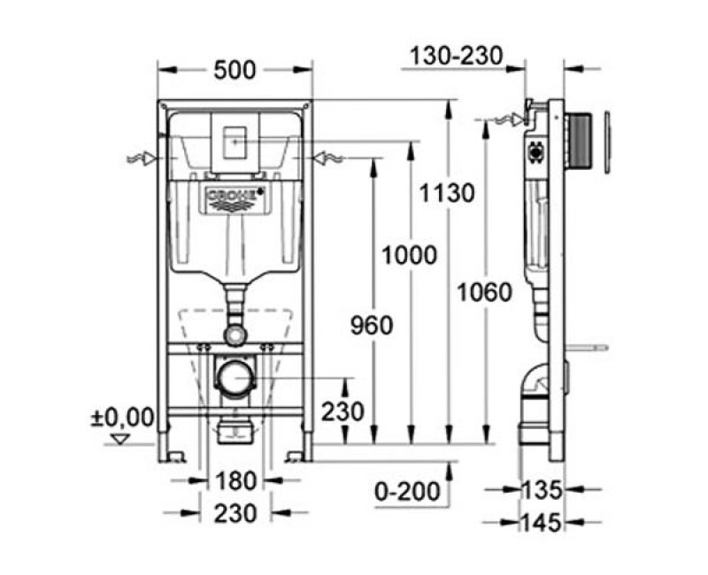 Grohe Komplekts-WC rāmis+Cosmopolitan+sienas stipr. 38827000