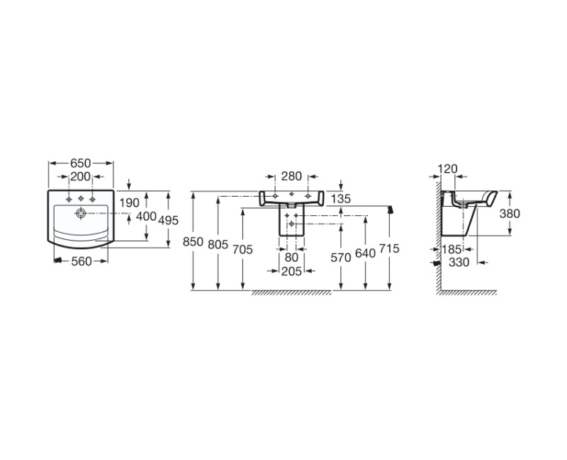 Roca Hall Vannas istabas izlietne 65x50 cm A327621000