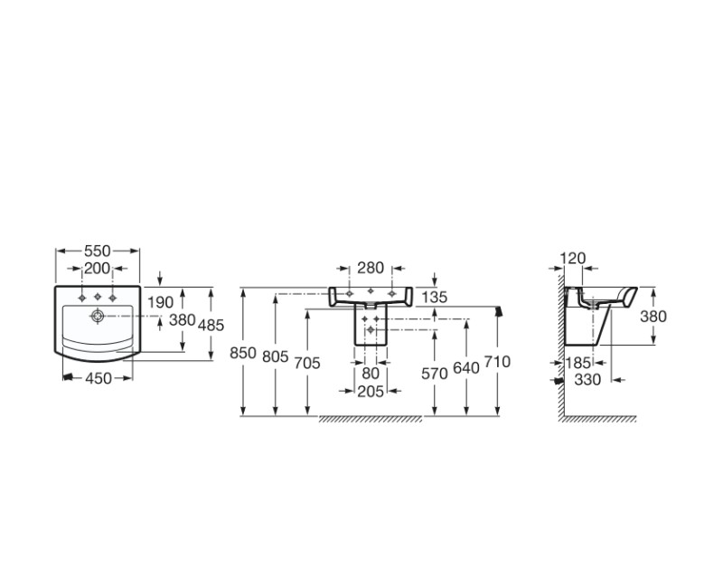 Roca Hall Умывальник 55x49 см 7327881000