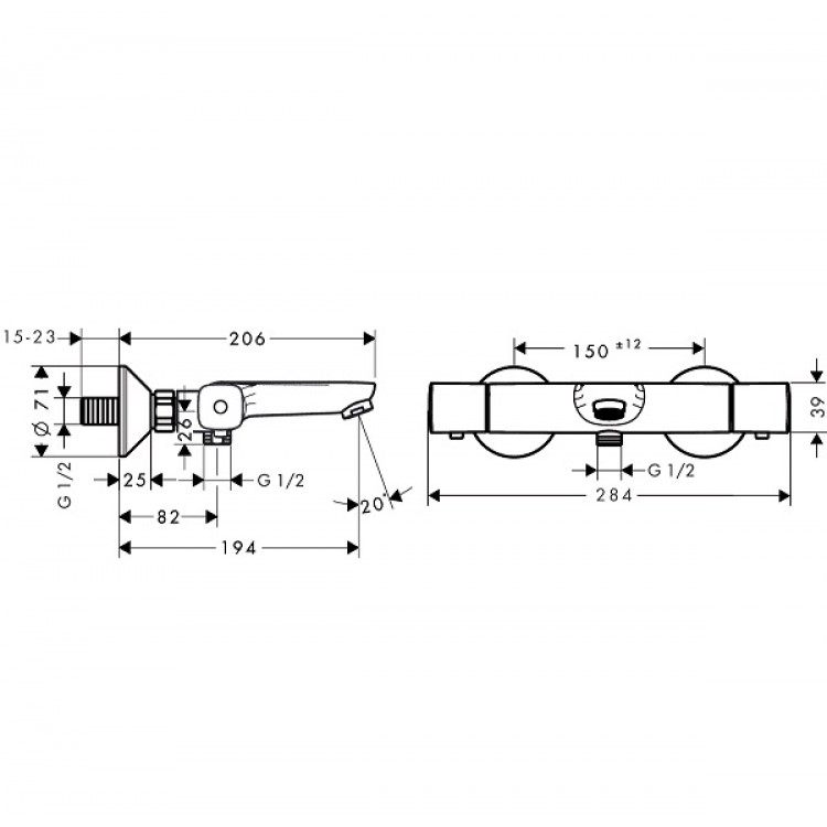 Hansgrohe Ecostat Universal Vannas/dušas termostats, hroms 13123 Hansgrohe Ecostat Universal Vannas/dušas termostats, hroms 13123
