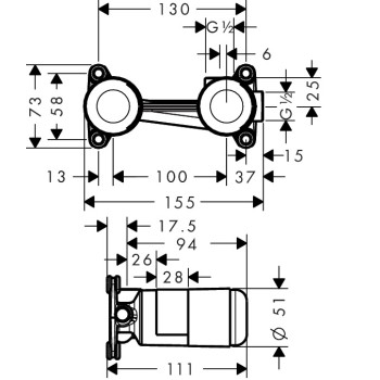 Смеситель для раковины Hansgrohe скрытая часть