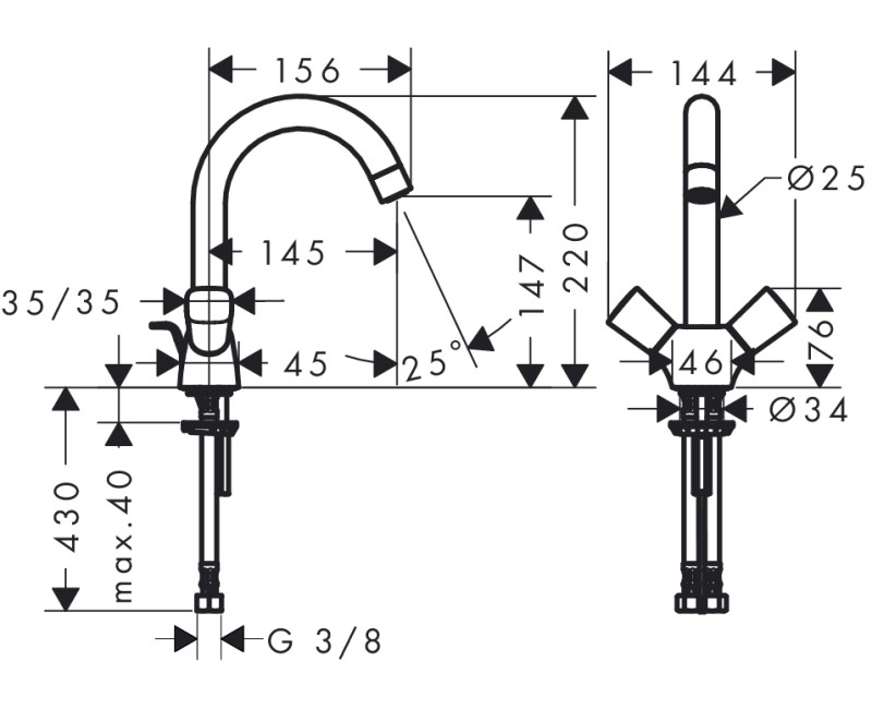 Hansgrohe Logis Izlietnes jaucējkrāns ar korķi, hroms 71222000