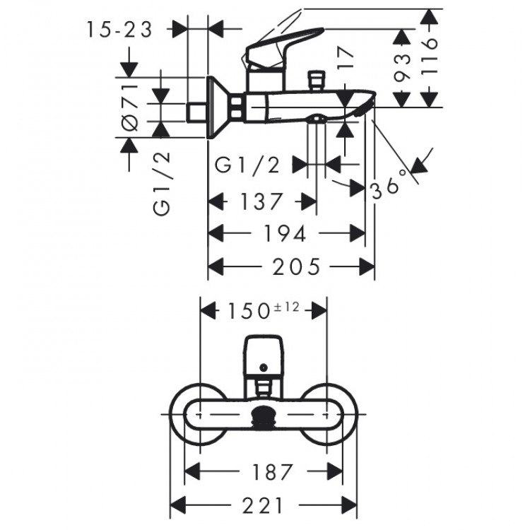 Hansgrohe Logis Vannas/dušas jaucējkrāns, 71400000 Hansgrohe Logis Vannas/dušas jaucējkrāns, 71400000