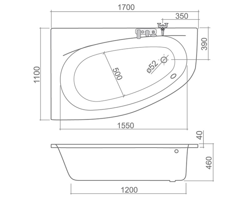 Roltechnik Ванна ISABELLA NEO 170x110 cm