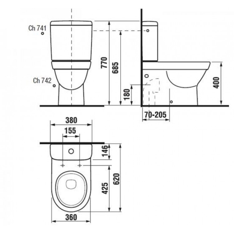 JIKA Tigo WC ar cietu vāku, horizont. izvads JIKA Tigo WC ar cietu vāku, horizont. izvads