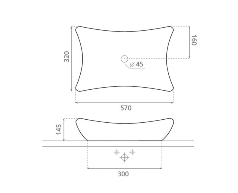 Bathco Vannas istabas izlietne Magdalena 57x32сm, uzliekamā 092B