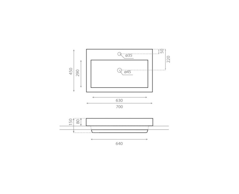 Bathco Vannas istabas izlietne Manchester 70x45cm, uzliekamā 002