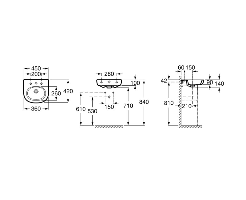 Roca Meridian Умывальник 45x42 см A327245000