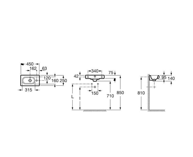 Roca Meridian Vannas istabas izlietne 45x25 cm A327248000