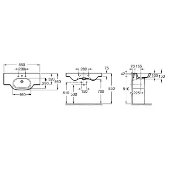 Roca Meridian Vannas istabas izlietne 85x46 cm A32724D000