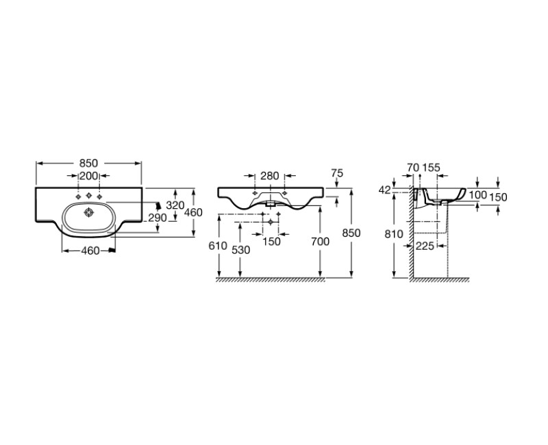 Roca Meridian Vannas istabas izlietne 85x46 cm A32724D000
