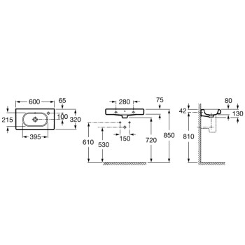 Roca Meridian Vannas istabas izlietne 60x32 cm A32724T000