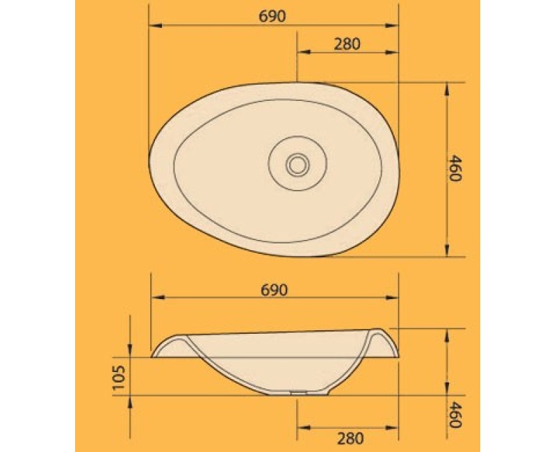 PAA Izlietne ORGANIC 69x48cm
