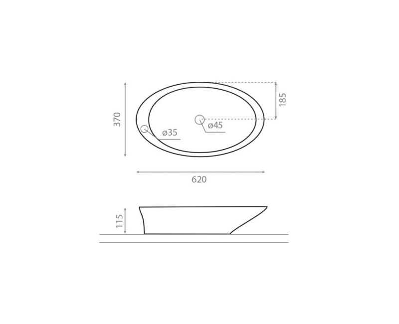 Bathco Vannas istabas izlietne Pure 62x37cm, uzliekamā 4020
