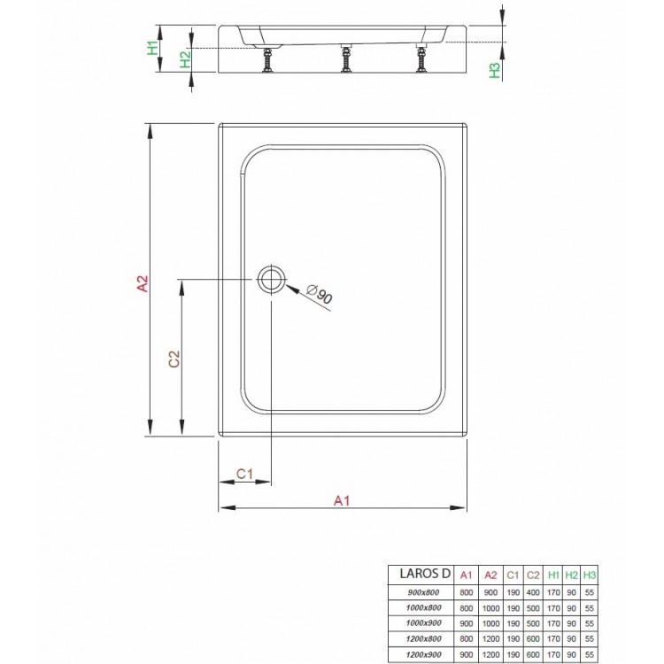 Radaway Душевой поддон прямоуголный LAROS D Compact 100x90, balt Radaway Душевой поддон прямоуголный LAROS D Compact 100x90, balt