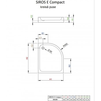 Radaway Асимметричный полукруглый поддон SIROS E Compact 90x80cm L