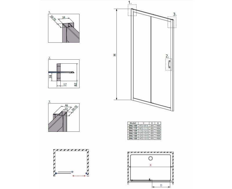 Radaway Душевая дверь Premium Plus DWJ 110cm