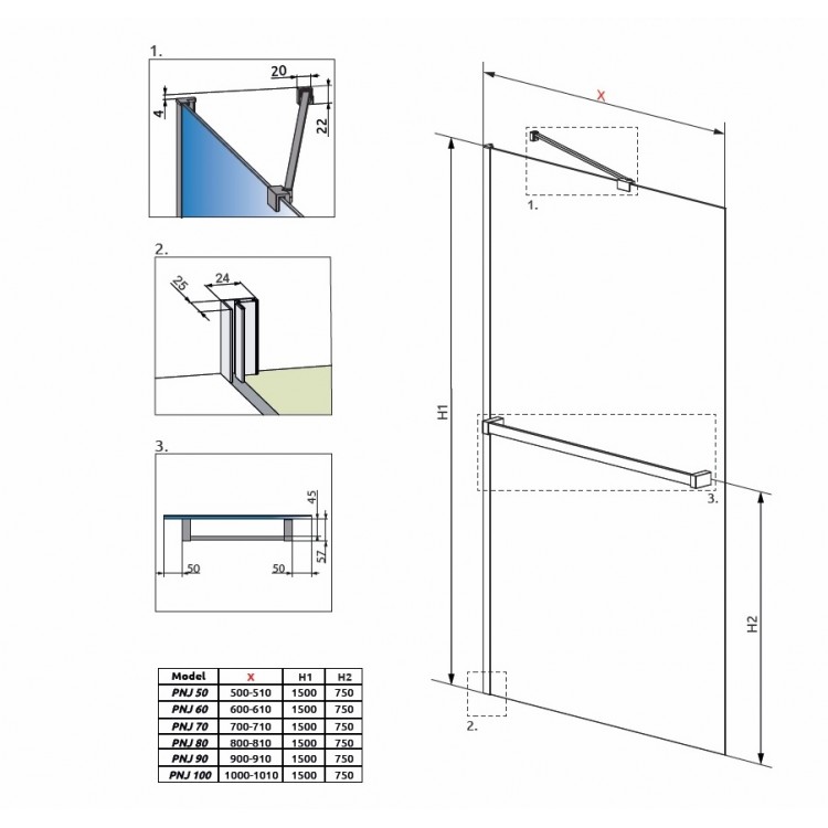 Radaway Vannas sieniņa IDEA PNJ ar dvieļu turētāju 80 cm Radaway Vannas sieniņa IDEA PNJ ar dvieļu turētāju 80 cm