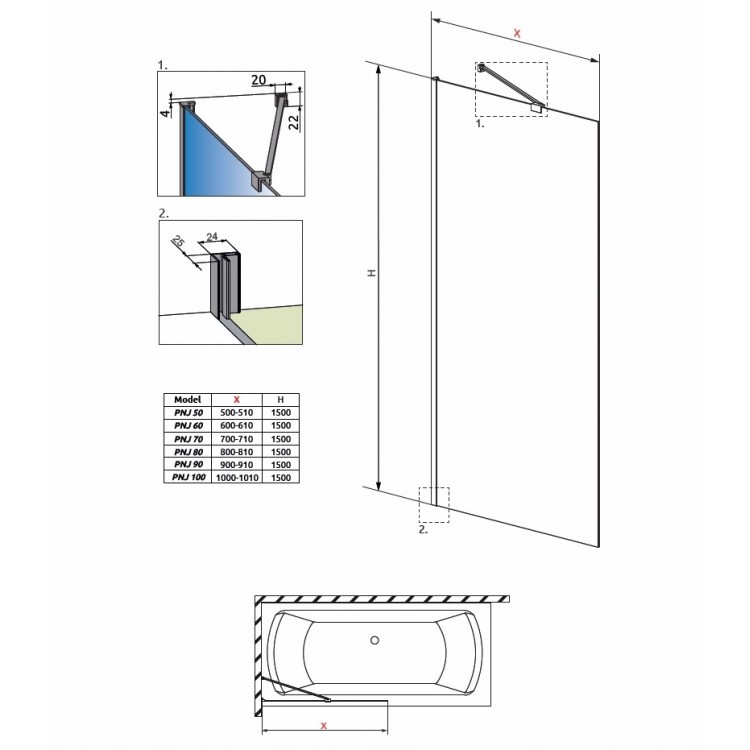 Radaway Шторка на ванну IDEA PNJ 60 cm Radaway Шторка на ванну IDEA PNJ 60 cm