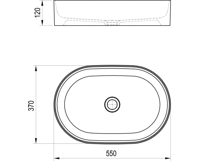 Ravak Ceramic 550 O Slim Vannas istabas izlietne 55x37cm, melna matēta