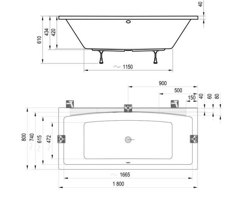 RAVAK Прямоугольная ванна FORMY 02 180x80