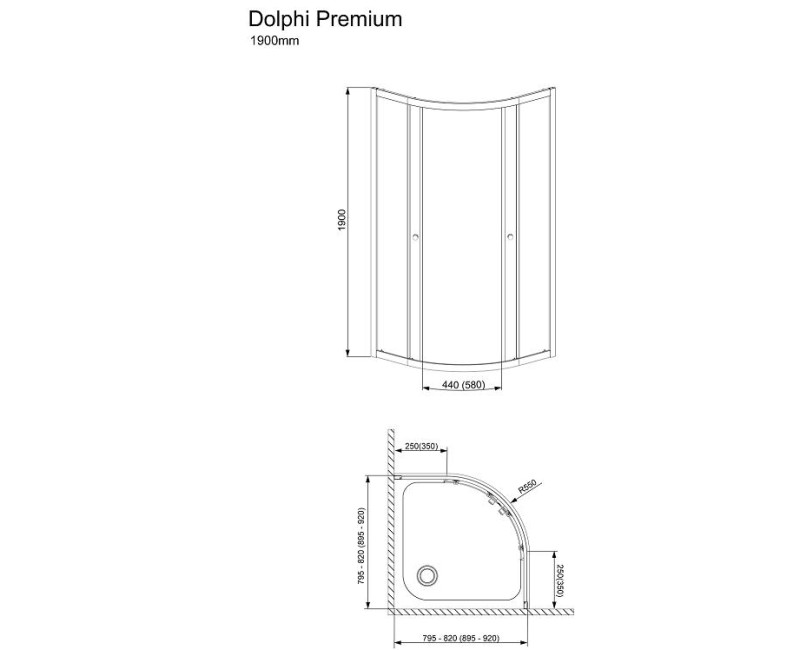 Radaway Pusapaļa dušas kabīne Dolphi Premium A 80