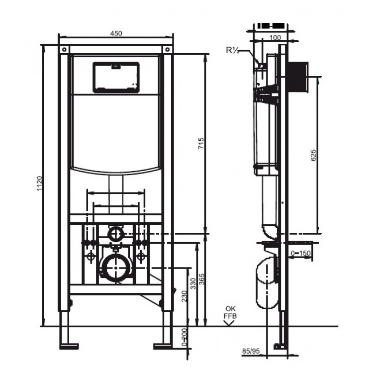 Sanit Montāžas rāmis piek. WC ar pogu 4189B11/4171Neo Sanit Montāžas rāmis piek. WC ar pogu 4189B11/4171Neo