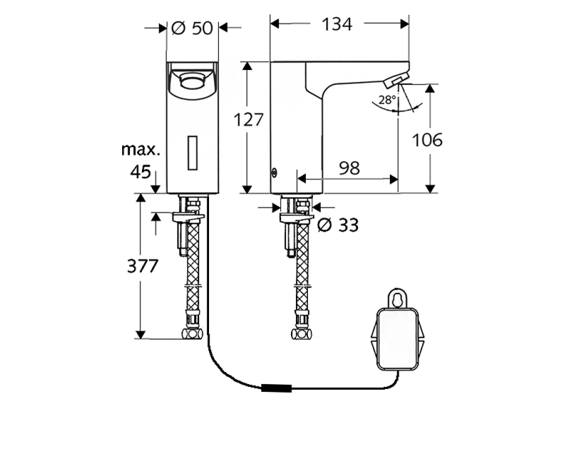 SCHELL CelisE Бесконтактный cмеситель для умывальника 9 V 012300