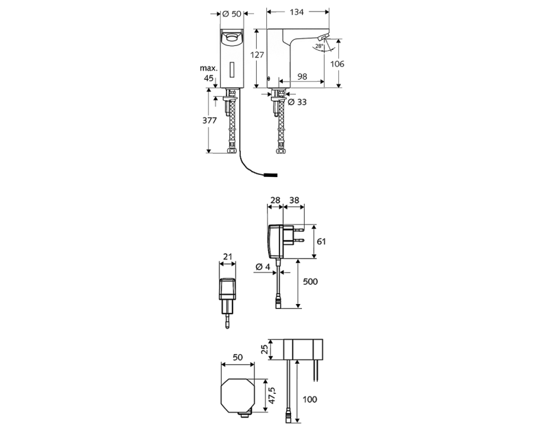 SCHELL CelisE Izlietnes jaucējkrāns 220V, 012310699