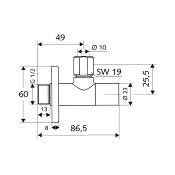 SCHELL Stile Кран угловой 1/2 x 3/8(10)н-н, 053760699