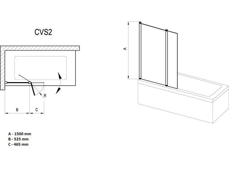 RAVAK Chrome Vannu sieniņa CVS2-100, balts