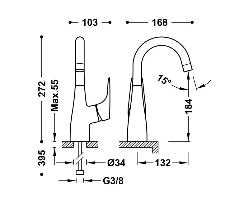 CANIGO-TRES Plus Смеситель для умывальника, 221830802