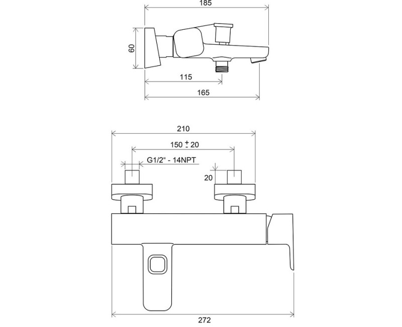 RAVAK 10° TD 022.00/150 Vannas/dušas jaucējkrāns