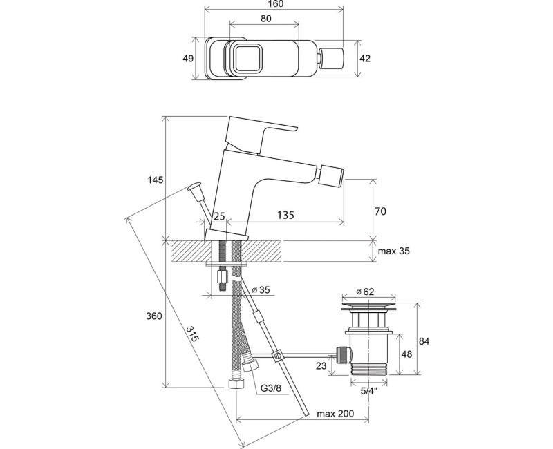RAVAK 10° TD 055.00 Bidē maisītājs X070067