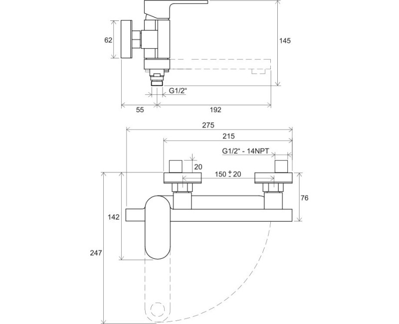 RAVAK Chrome CR 022.20BL Vannas/dušas jaucējkrāns, melns X070431