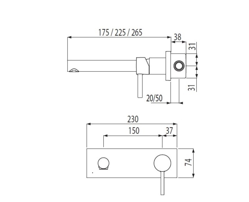 ALPLUS-TRES Izlietnes jaucējkrāns no sienas, hroms 20320002