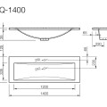 Vispool Раковина Q-1400 140x50 см, белая
