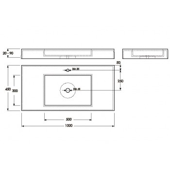 Vispool Akmens masas izlietne F-1000 100x45 cm, balta