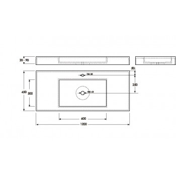 Vispool Akmens masas izlietne F-1200 120x45 cm, balta