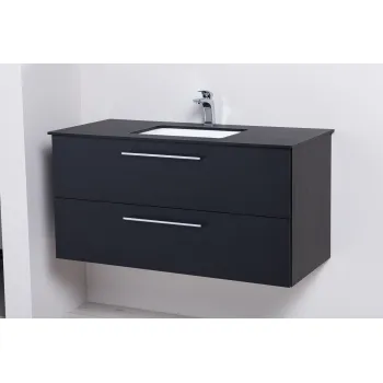 Darba virsma ar izlietni Kame Universal HPL 100cm ar Easy Clean sifonu Black lava