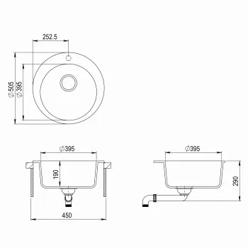 Aquasanita CLARUS Virtuves izlietne 505x505 mm SR100W-202 Aquasanita CLARUS Virtuves izlietne 505x505 mm SR100W-202