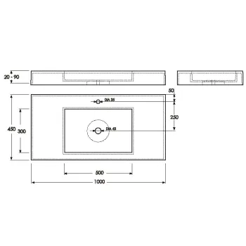 Vispool Akmens masas izlietne F-1000 100x45 cm, balta