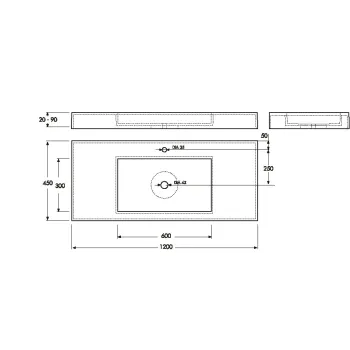Vispool Akmens masas izlietne F-1200 120x45 cm, balta