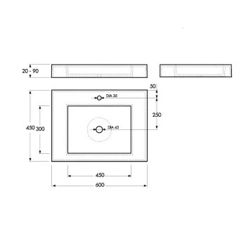 Vispool Akmens masas izlietne F-600 60x45 cm, balta