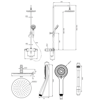 Dušas sistēma OMNIRES Y  Y1244LUXLBL