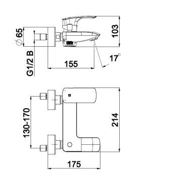 HERZ-ELITE Vannas/dušas  jaucējkrāns, hroms UH00373