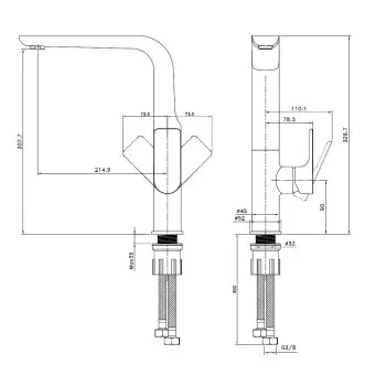 Virtuves maisītājs Kielle Vega Melns Matēts 10518114