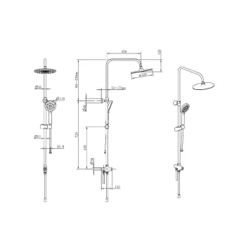 Dušas komplekts Kielle Oudee 3 strūklas Melna Matēts 20602034