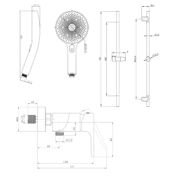 Dušas komplekts Kielle Vega Hromēta 20618SN10